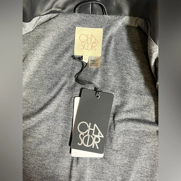 CHASER Black faux leather waterfall jacket size‎ S - Picture 9 of 12